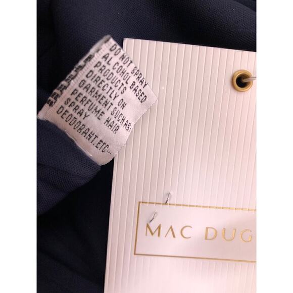 Mac Duggal 12231 Dress Beaded Cuff Drop Shoulder Faux Wrap Gown Midnight… - Picture 14 of 15